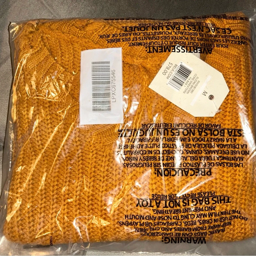 Juniors Distressed Burnt Orange V-Neck Frayed Hem Ribbed Boho Sweater Medium NWT - Picture 4 of 4